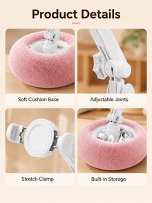 Foldable Pillow Phone Holder With Storage Compartment For Earphones And Charging Cables, 3-Axis Adjustable Mechanical Arm, Suitable For Bed, Sofa, Desk, Office And More - Multicolor - View 9