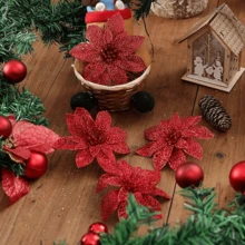 1pc Red Christmas Wreath Decoration - Christmas Tree Display Decor, Holiday & Party Decoration With Hanging Ring (Red) Home Decor Christmas Decor Room Decor - Multicolor - View 3