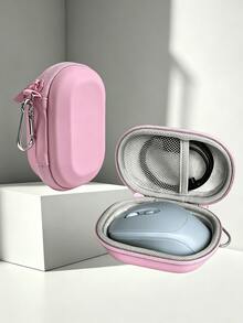 Macaron Solid Color Compact Hard Shell EVA Mouse Storage Bag, Portable Shockproof Protective Storage Pouch With Mesh Pocket And Metal Carabiner Clip, Lightweight Mini Design, Compatible With Wireless Mouse And Charging Cable, Suitable For Office, Travel, Business, Daily Outdoor Carry - Multicolor - View 12
