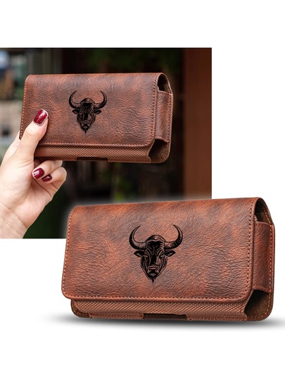 Retro Style Men's Waist Bag With Cow Head Pattern Decoration, It Is A Gift For Father/Husband, Birthday Gift/Halloween Gift/Christmas Gift