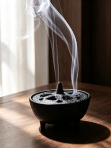 1件鑄鐵香爐附蓋，三腳便攜式淨化香爐，居家淨化器，復古桌面裝飾祭祀用品，適合瑜伽與室內使用 - 附蓋子香爐 - 查看 5