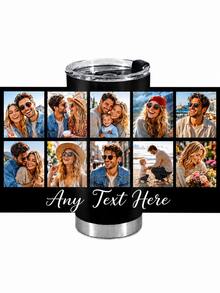 1PC Personalized Tumbler Vacuum Insulated Travel Mug, Customizable Coffee Insulated Tumbler With Your Photos And Text, Insulated Stainless Steel Travel Mug Custom Cup, Birthday Christmas Birthday Gift - 20oz (With Lid And Straw) - 10張照片+文字 - 查看 1