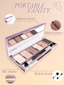 Paleta de sombras de ojos nude de 6 colores Eunarz, adecuada para uso diario, mejor opción para primavera/verano, regalo de cumpleaños ideal, alta saturación de color, color óptimo - #PA021 VELO MARRÓN - Ver 8