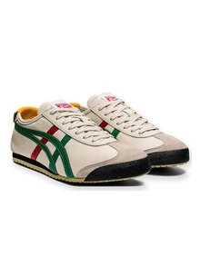 ASICS Onitsuka Tiger Mexico 66 米色綠紅條紋復古運動鞋 中性日常走路訓練鞋 - 香檳色 - 查看 1