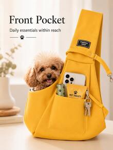 1pc Comfortable Spacious Pet Carrier Bag, Cat & Dog Outdoor Carrying Bag, Breathable Polyester Material, Pet Shoulder Bag With Phone Pocket, Lightweight For Outdoor Use, Suitable For Small/Medium Pets Under 15lbs - Multicolor - View 6