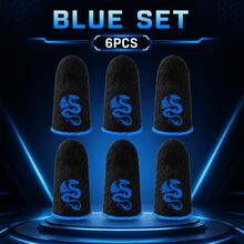 6PCS/12PCS, Dragon Pattern Gaming Finger Sleeves, Breathable Sweatproof Touchscreen Thumb Sleeves, Anti-Slip Finger Covers For Mobile Gaming - Blue - View 14