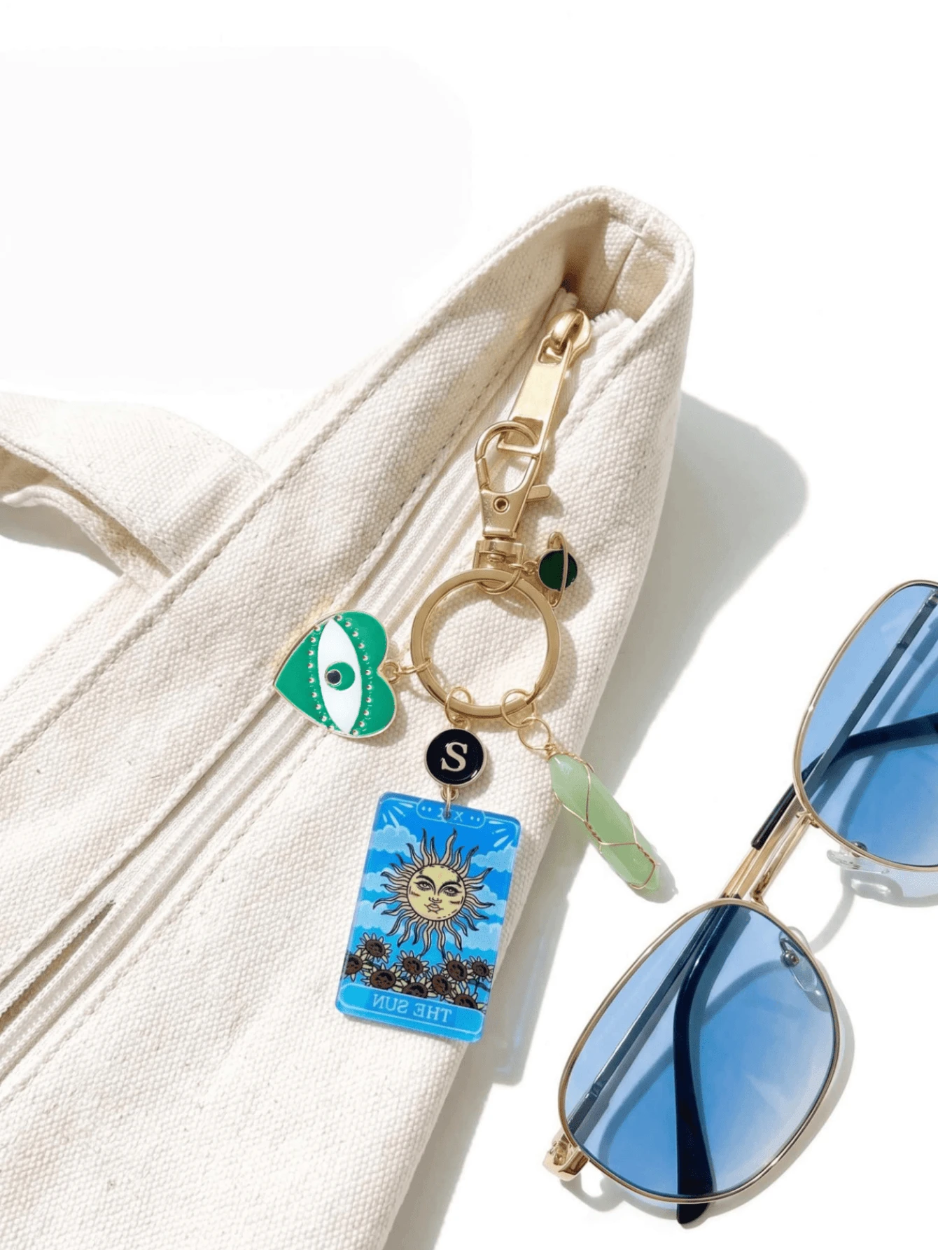 1pc Tarot Sun Card Mixed Decor Turquoise Pendant Keychain Backpack Charm Car Key Pendant Daily Use Small Gift (One Size S) - Multicolor - View 1