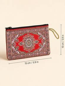 XD Luxury Gold Thread Embroidered Vintage Style Women's Small Wallet, Mini Coin Card Holder Compatible With Middle Eastern Outfits, Multi-Layer Storage For Coins And Cards, High-Quality Portable Handbag For Teacher's Day Gift - Multicolor - View 2