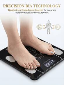 Báscula inteligente de grasa corporal, báscula digital de peso con pantalla LED retroiluminada y vidrio templado duradero, tamaño compacto, alta precisión, fácil de usar, calibración automática, 12 mediciones clave - Ver 7