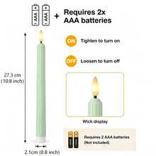 6pcs Green Flameless Tapered Long Candles, Roman Column Embossed Texture, Battery Operated Flickering, Halloween Church Wedding Atmosphere Decoration, Home Decor, Wedding Church Holiday Atmosphere Arrangement (Batteries Not Included) - Green Roman Column Candle Lamp - View 3