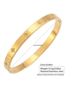 VceTd 1/2PCS Fashion Minimalist Style Stainless Steel Women's Bracelet With Glass Decor Tennis Chain Design, Suitable For Daily Wear Or Commuting - Yellow Gold - View 9