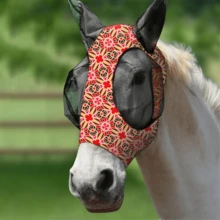 牛奶圖案抗UV防蟲彈性柔軟舒適網眼馬面罩 透氣布料軟網 (M號、L號) - 橙色印花 - 查看 5