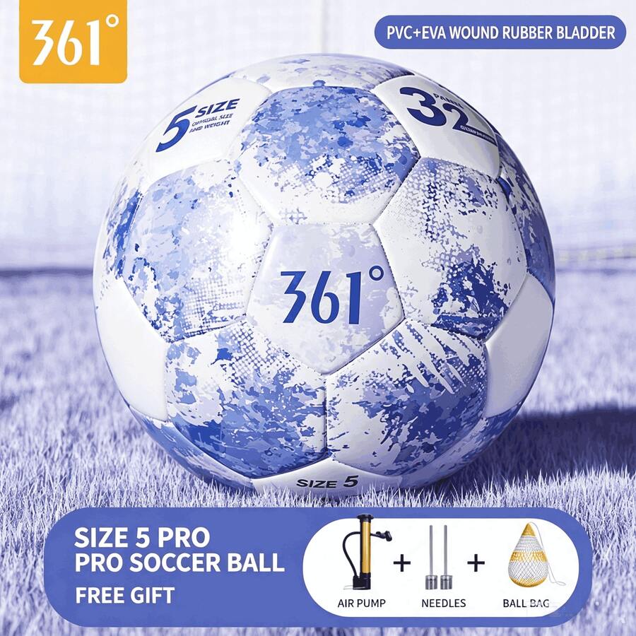361degree 4Pcs Size 5 Adult Competition PU Training Football, Comes With Pump, Ball Needle And Ball Net, World Cup Standard Football, High Elasticity, Wear-Resistant, Easy To Kick, Anti-Slip, Anti-Burst, Professional Competition And Training Ball For Adults And Teenagers - Multicolor - View 1