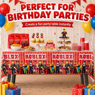 Roblox 1/2PCS Anime Game Peripheral Tablecloth, Holiday Party Tablecloth, Birthday Party Decoration, Outdoor Tablecloth, Game Tablecloth, Game Theme, Fun Design, Suitable For Christmas, Birthday Celebration Party Supplies, Christmas, Halloween