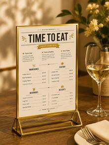 PAWSIN 5pcs 4x6 Inch Clear Acrylic Sign Holders, Double-Sided Gold Display Frame, Suitable For Table Numbers, Menus, Flyers, Weddings And Offices - Multicolor - View 2