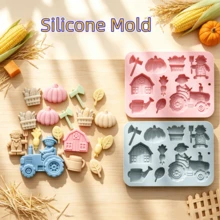 SILIKE LUFEI DIY 9格農場主題矽膠模具，適用於蠟燭蠟、石膏裝飾、手工皂與樹脂 - 農場矽膠模具 - 查看 1