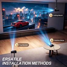 Nuevo Proyector LED Portátil Mini YG300 para el Hogar, Soporta Rotación de 180° y Corrección de Keystone, Altavoz Integrado; Compatible con USB, Teléfono, Computadora, TV, Soporta Espejo de Pantalla de Teléfono por Cable, Compacto y Fácil de Transportar - Versión de alta gama en color negro - Ver 8