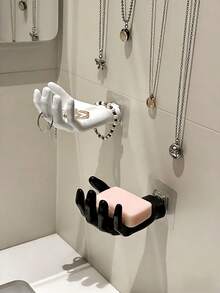 1pc Wall-Mounted Hand-Shaped Soap Holder, Creative Palm Design Jewelry Storage Rack, Suitable For Bathroom, Bedroom, Vanity, Back To School Essential, Teacher's Day Gift, Halloween Decor, Christmas Decor - One Size Fits All - View 2