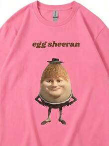 Tops De MujerStreetwear Funny Egg Ed Sheeran Meme Graphic T Shirt Breathable Casual Short Sleeve Men Women Tee Shirts Oversized GiftLoose And Comforta - 安全粉紅色 - 查看 1