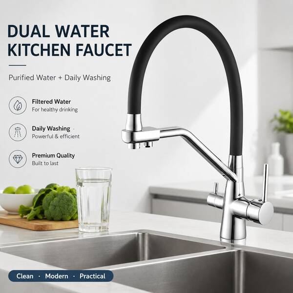 Modern Single Hole Faucet For Kitchen And Bathroom Sinks - Water Purifier Interface, Water-Saving, Easy Installation