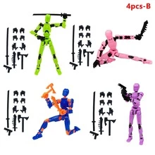 [DUMMY 13 Printable Connectable Figure 2023 Licensed Under CC By 4.0]4PCS-Multi-Color T13 Action Figure Set, 3D Printed Toy Lucky Dummy 13 Desktop Decoration, Multi-Joint Movable, Multiple Poses Freely Adjustable, Christmas Birthday Gift For Boys And Girls (Assembly Required) - Multicolor - View 12