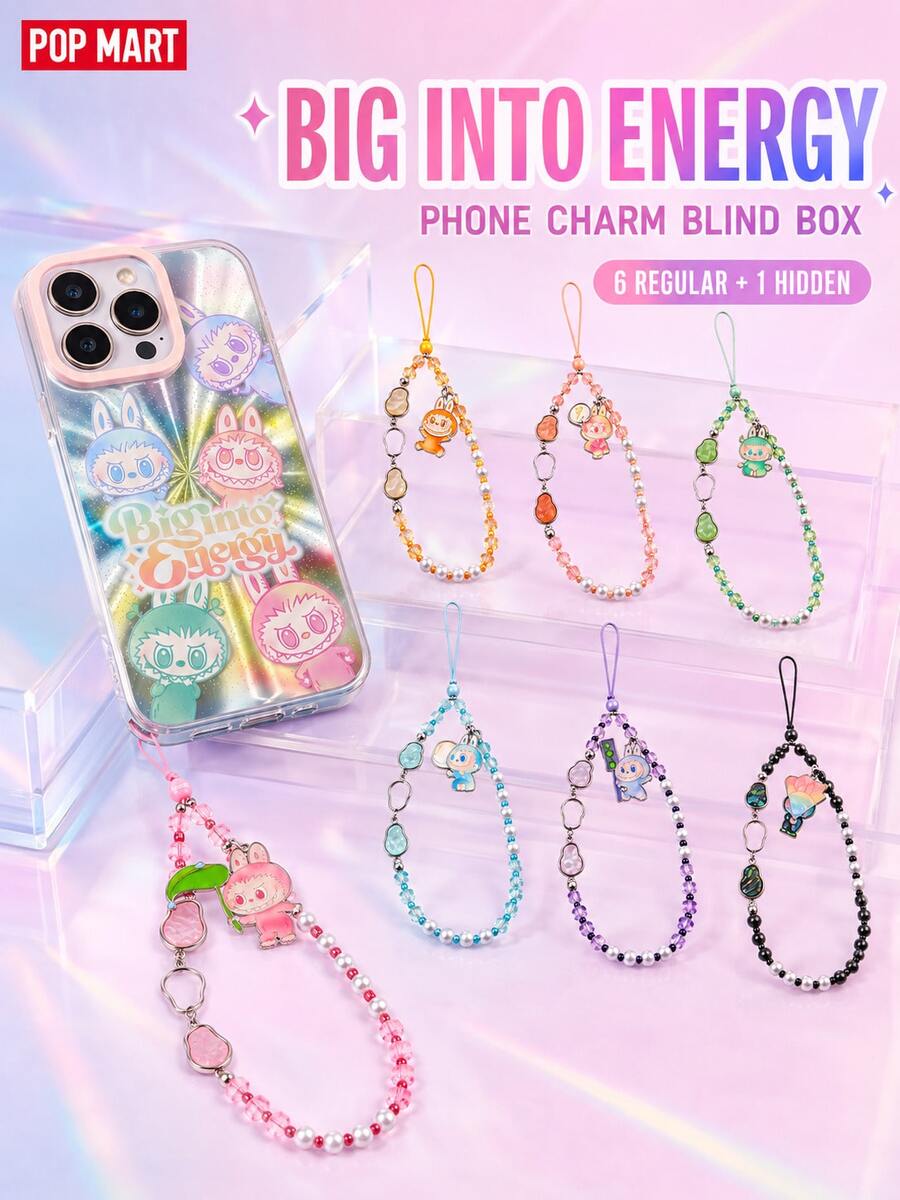 POP MART The Monsters Big Into Energy Series Blind Box Phone Charm, Labubu Series Peripheral Phone Lanyard, Anti-Drop Wrist Strap, Exquisite Beaded Design Lanyard, Phone Decoration, Bag Accessory, Birthday, Holiday And Special Anniversary