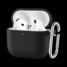 1件裝黑色矽膠耳機保護殼＋時尚圓扣式耳機保護套，相容 Apple 第1/2/3/4代 Pro/Pro 2/Pro 3，防震保護殼，新款第4代 - 黑色 - 查看 4