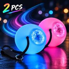 Bola giratoria suave con luz LED, bola iluminada de mano (con modos de luz multicolor, control por botón) - Un accesorio iluminado para fiestas, bodas y bailes. Bola de baile giratoria de PVC duradero, alimentada por baterías de botón, - Bola Poi LED brillante - Ver 4
