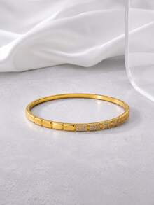 1pc Fashion Minimalist High-End Segmented Block Patchwork Exquisite Bracelet, Geometric Cool Texture Women's Daily Commute, Birthday Gift Exquisite Jewelry Accessory - Bracelet - View 7