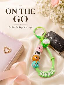 4pcs/Set Cloud & Star Decor Layered Mini Animal Keychain, Cute Handbag Pendant, Portable Car Key Holder With Wrist Strap Ring - Multicolor - View 10