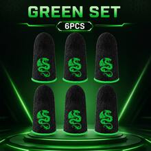 6PCS/12PCS, Dragon Pattern Gaming Finger Sleeves, Breathable Sweatproof Touchscreen Thumb Sleeves, Anti-Slip Finger Covers For Mobile Gaming - Blue - View 12