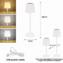 مصباح مكتب ذكي لاسلكي LED، قابل للشحن عبر USB، تحكم باللمس قابل للتعتيم اللون/السطوع، إضاءة 360°، مصباح حمام مقاوم للماء، تصميم قاعدة مانع للانزلاق، ارتفاع قابل للتعديل، مناسب لغرفة المعيشة، غرفة الطعام، الحمام، المطبخ، إضاءة ديكور المكتب - مصباح مكتبي - مشاهدة 14