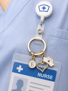 Carta personalizada creativa: Doctor, Enfermera, Estetoscopio, Llavero, Personal de rescate médico, Decoración de billetera, Llave de estetoscopio, Anillo de llave - Gorro de enfermera blanco - Ver 4