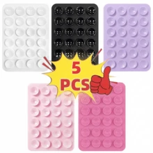 5pcs Silicone Suction Cup Phone Stickers, Strong Adhesion, Firmly Attach To Various Smooth Surfaces; Self-Adhesive, Washable And Reusable, Multi-Functional Phone Stand, Compatible With All Phone Models - Multicolor - View 11