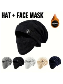 1 buah Topi Beanie Rajut Pria Ukuran Besar untuk Lingkar Kepala, Topi Musim Dingin Hangat dan Longgar dari Wol, Topi Serbaguna untuk Cuaca Dingin - MultiWarna - View 4