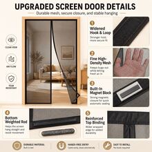 Magnetic Screen Door Set, Balcony Door Insect Screen, Patio Door Screen, Sliding Door Screen, 100X210cm, Suitable For Balcony Door, Basement Door And Patio Door, Easy Installation, Effective Protection - Black 100*210cm - View 4