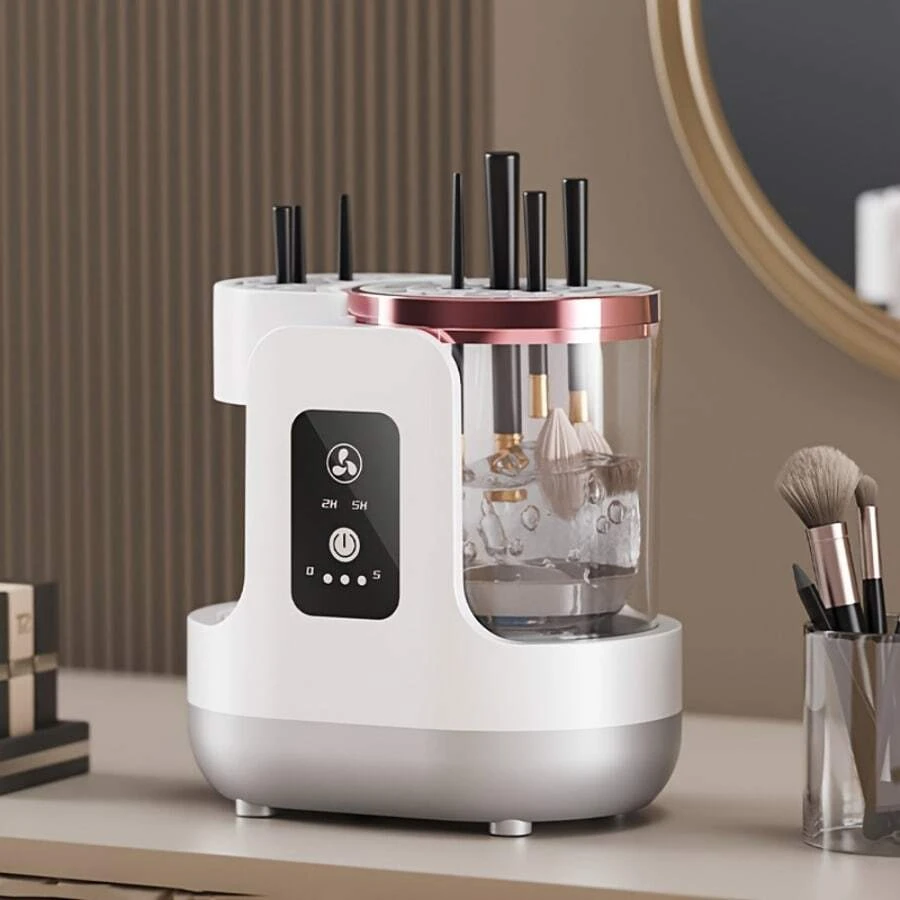 Electric Makeup Brush Cleaner, Wash & Dry All-In-One, One-Click Deep Cleaning/Stain Removal + Fast Air Drying Ready To Use, Gentle On Bristles, USB Powered, Compact & Elegant, Great Gift For Girls