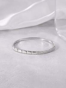 1pc Fashion Minimalist High-End Segmented Block Patchwork Exquisite Bracelet, Geometric Cool Texture Women's Daily Commute, Birthday Gift Exquisite Jewelry Accessory - Bracelet - View 2