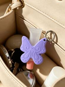 Embossed Butterfly Heart Lips Silicone Lipstick Holder, Portable Hanging Clip Lip Gloss Lipstick Protective Storage Case, Multi-Functional Keychain Lipstick Holder, Creative Hanging Ornament For Backpack And Girl's Bag, Cute Niche Gift For Students And Best Friends - Multicolor - View 7