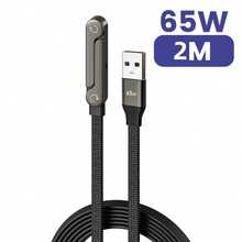 Olaf 2 合 1 合金金属支架 USB-C 转 USB-C 快速充电可折叠支架数据线，240W/65W Type-C 桌面充电线，兼容 17/16，周年纪念礼物 - 黑色 - 查看 15