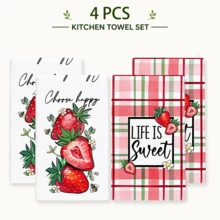 2/4/6pcs Strawberry Pattern Printed Kitchen Towels, Super Soft Microfiber High Absorbent Tea Towels, Dish Cloths, Cleaning Towels, Hand Towels, Suitable For Cooking, Baking, Wiping Cleaning And Kitchen Decor, Kitchen Accessories, Daily Essentials - Multicolor - View 14