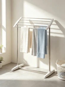 1pc Freestanding Metal Drying Rack - Foldable Multi-Bar Towel Drying Rack, Space-Saving, Sturdy And Durable, Movable Clothes Drying Rack, Suitable For Balconies, Bathrooms, Indoor And Outdoor Use - Multiple Specifications - View 4