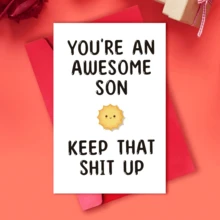 Funny Son Greeting Card, You're An Awesome Son Keep That Up Humorous Note Card With Cute Sun Pattern, Unique Birthday Graduation Encouragement Gift For Adult Son From Mom Dad, Blank Inside Stationery Card With Red Envelope For All Occasions - Greeting Cards for Children - View 1