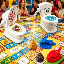 Toilet Poop Launcher Toy, Multi-Player Battle Tabletop Game, Funny Prank, Party Stress Relief Toy - 1pc Toilet Poop Launcher - View 3