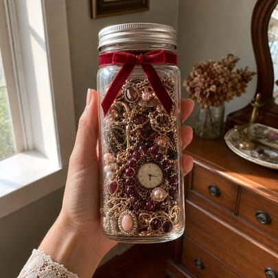 Artful Classic Gold Tone Mystery Jewelry Storage Jar Gift Set 15pc RJ-ZS-123-RJ0728
