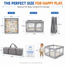 Hauture Foldable Baby Playpen, Ocean Balls, Pull Rings, Oxford Fabric Design With Anti-Slip Bottom, Breathable Mesh, Baby Shower Gift - Grey - View 10