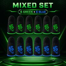 6PCS/12PCS, Dragon Pattern Gaming Finger Sleeves, Breathable Sweatproof Touchscreen Thumb Sleeves, Anti-Slip Finger Covers For Mobile Gaming - Blue - View 13