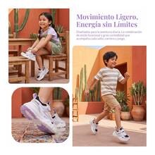 CAMEL JOE Zapatillas deportivas infantiles transpirables, puntera ancha, cierre adhesivo sin cordones, suela antideslizante, calzado unisex preescolar para interior y exterior - Azul - Ver 3