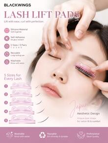 BLACKWINGS Bear Design L-Curve Lash Lift Pads Purple 5 Pairs Self-Adhesive Silicone Reusable Washable Elastic Salon DIY Eyelash Perm - Mauve Purple - View 5