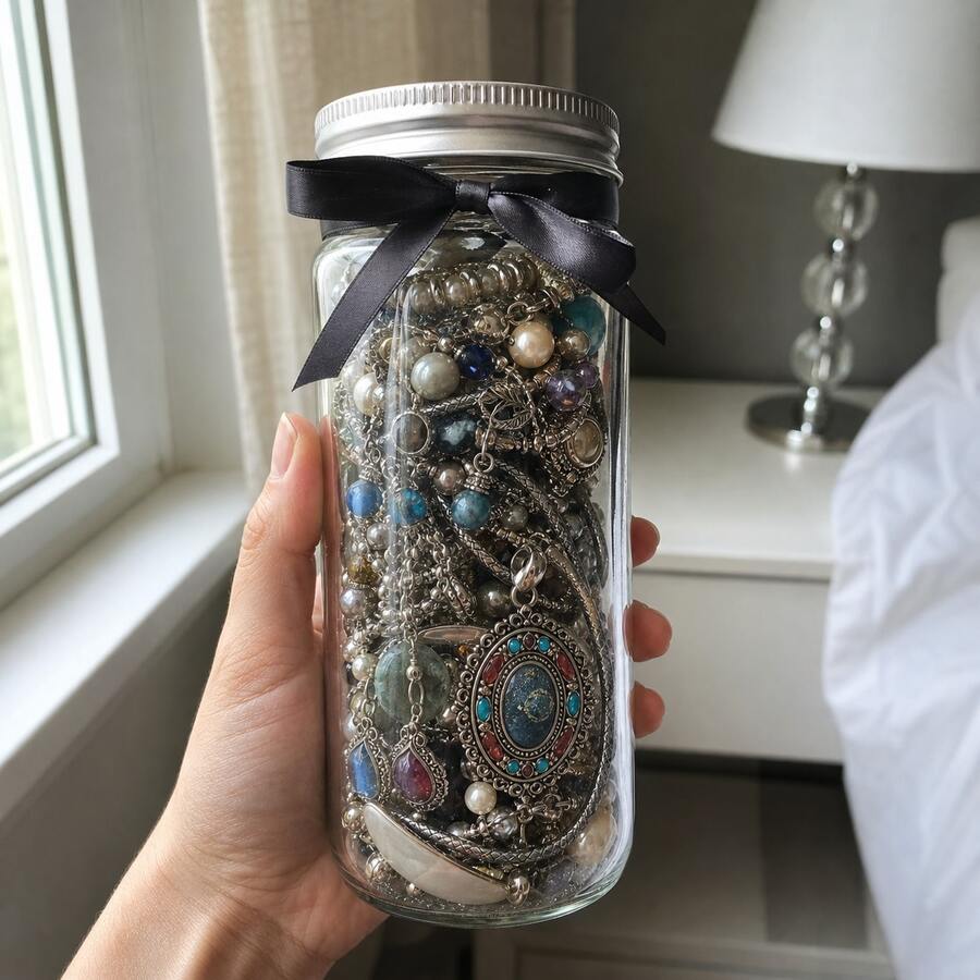 Retro Glam Mixed Metal Mystery Jewelry Storage Jar Gift Set 15pc RJ-ZS-024-RJ0728 - Multicolor - View 1